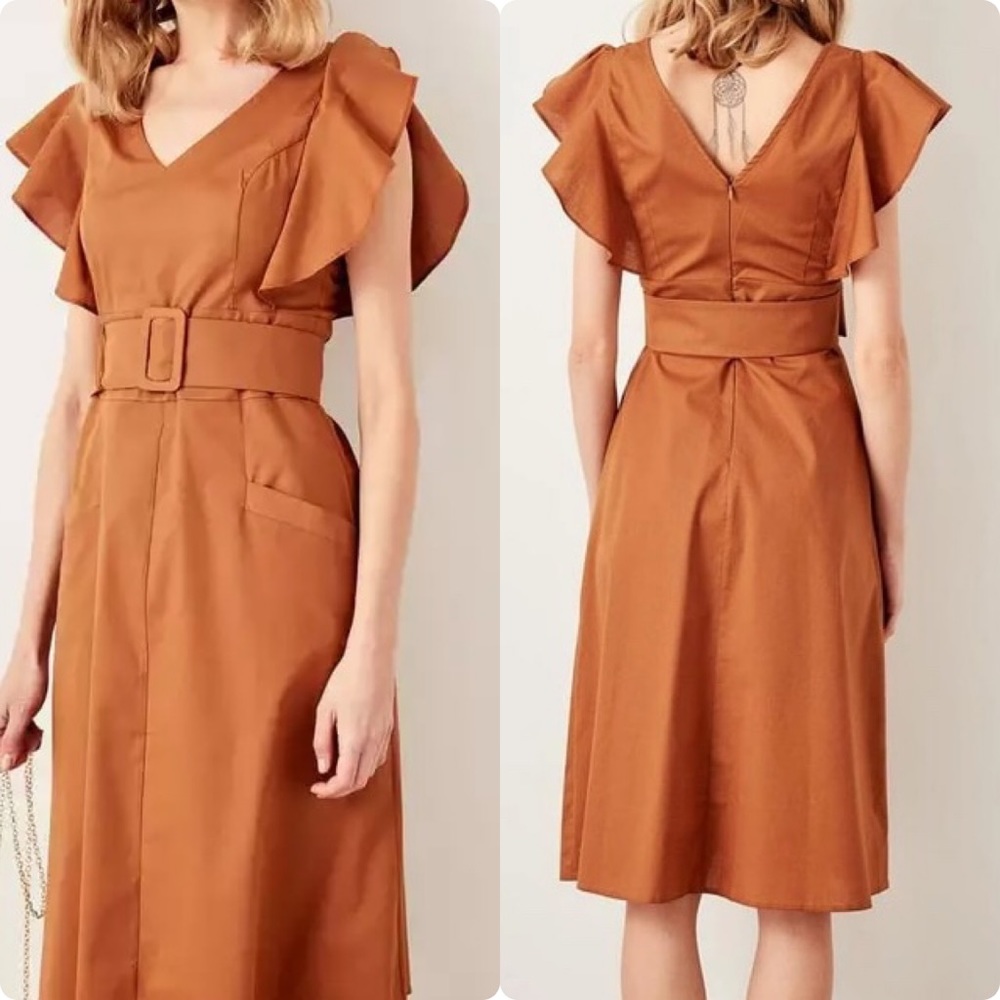 Cinnamon Midi Dress with Belt